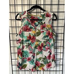 Speed Limit Sleeveless Blouse Womens XL V-neck Tropical Floral Resortwear Summer